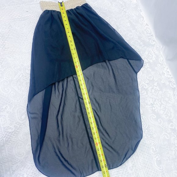 Bella D. Boho Tiered Sheer Skirt Black High Low Style Beach Vacation Wear - Picture 7 of 9